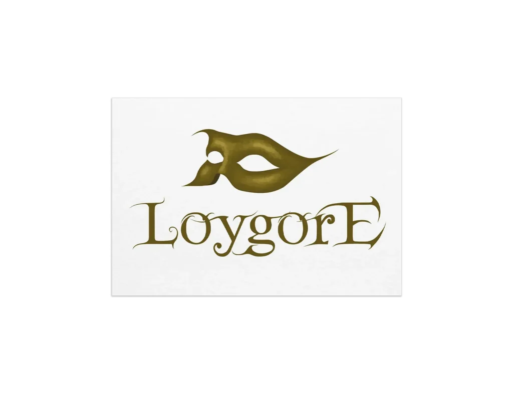 Theater and event logo design with dramatic mask symbol and elegant decorative typography.