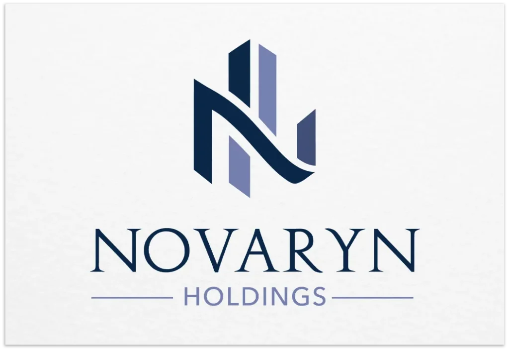 Novaryn Holdings corporate logo with a geometric N monogram in dark blue