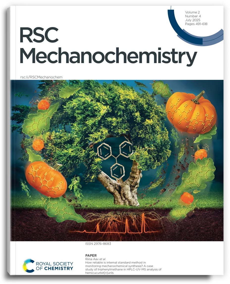 Scientific cover artwork for a chemistry journal with tree illustration, molecular structures, organic elements and research-inspired visual concept.