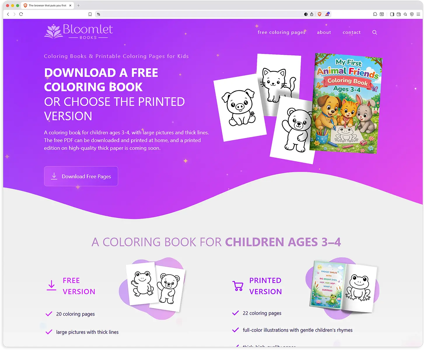 Children’s Coloring Books Website Design and Development